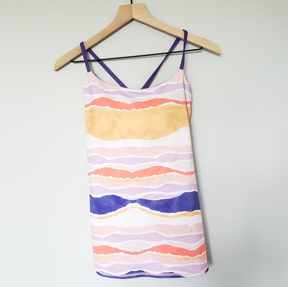 Lululemon Dancing Warrior Strappy Back Tank Top SZ 6 Purple Orange Yoga - Picture 2 of 5